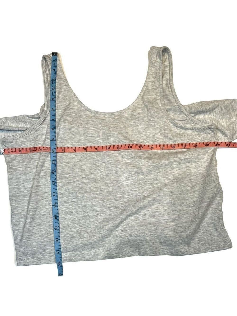 đť…şTOPSHOP Cropped Tank Top Ballet Wrap Gray Knitted Scoop Neck Size XS - Picture 12 of 13